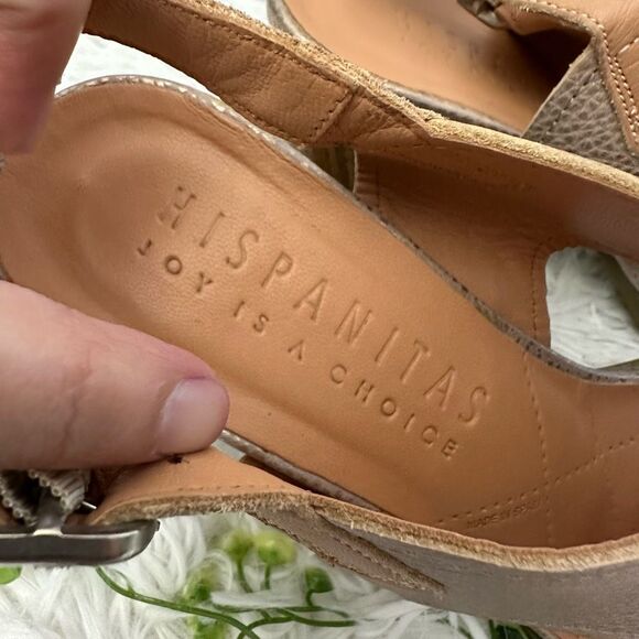 Hispanitas‎ Sitoshi Gold Metallic Leather Slingback Sandals sz 40/ US 9 - Picture 6 of 9